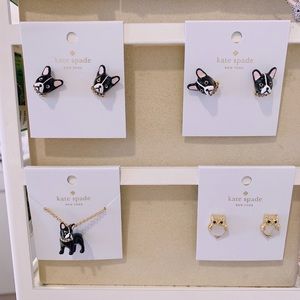 NWT kate sapde ma Cherie French bulldog earrings
